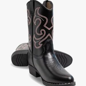 Black Cowboy Boots Kids Lil Cowboy Pointed Toe Classic Western Rodeo Boots